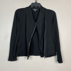 Eileen Fisher Jacket Womens Size Petite PP Black Asymmetrical Zip Stretch Tencel